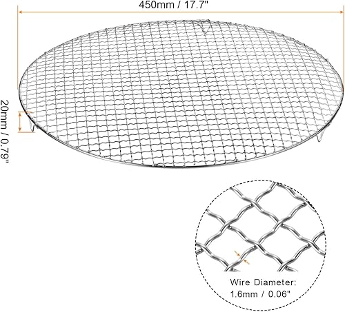 Miniatura 75 de HARFINGTON Rejilla redonda de 6.5 pulgadas de acero inoxidable 201 con alambre cruzado para barbacoa con patas de 0.787 in para cocinar hornear al