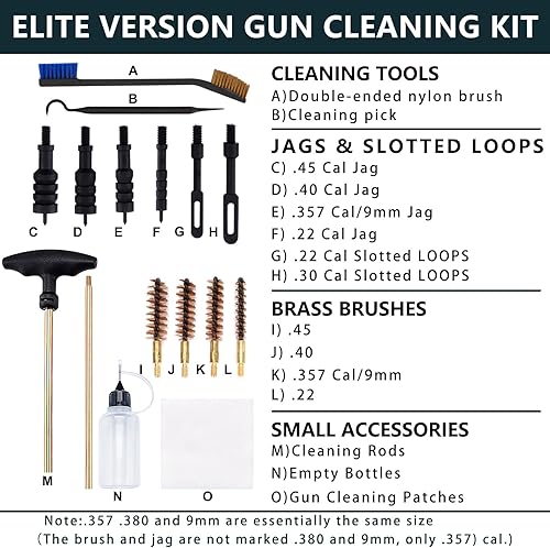 Miniatura 2 de Raiseek Elite Version Pistol Cleaning Kit 9mm.357.22.45.40 Caliber Gun Cleaning Kit and Handgun Cleaning Kit Portable Brass Brush with Case