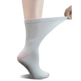 Yomandamor Women\'s 5 Pairs Non-Binding Cotton Crew Diabetic/Dress Socks with Seamless Toe and Cushion Sole