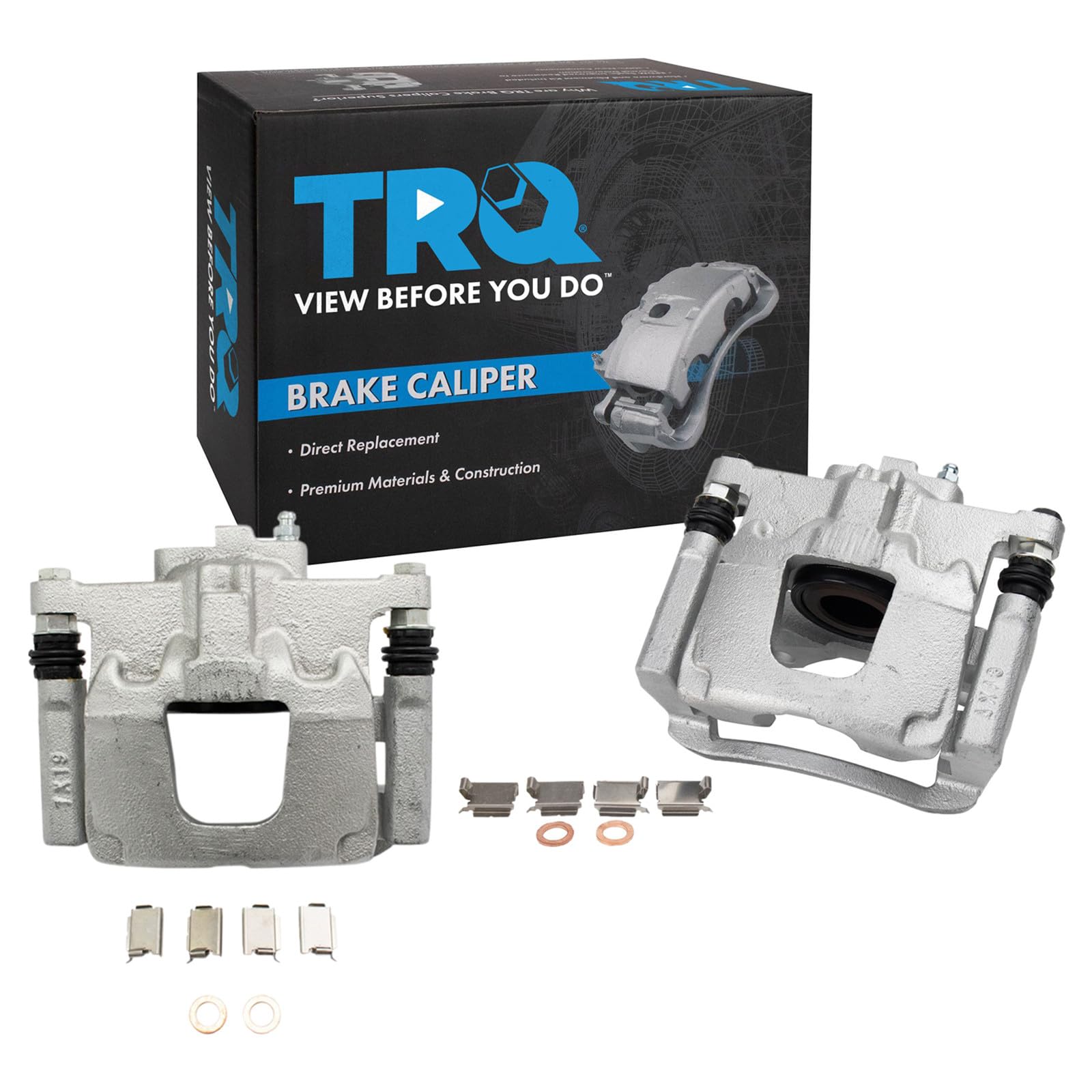 TRQ Rear Driver and Passenger Side Brake Caliper Set Caliper Brackets