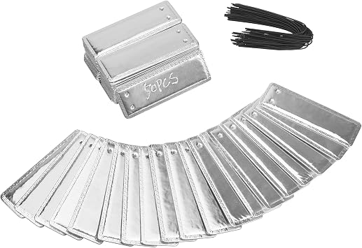 ArlinaL 50 Pack Aluminum Plant Labels, Metal Tags Outdoor for Plant Markers, Double Sided Writable Garden Tags with 6 Inch Wires