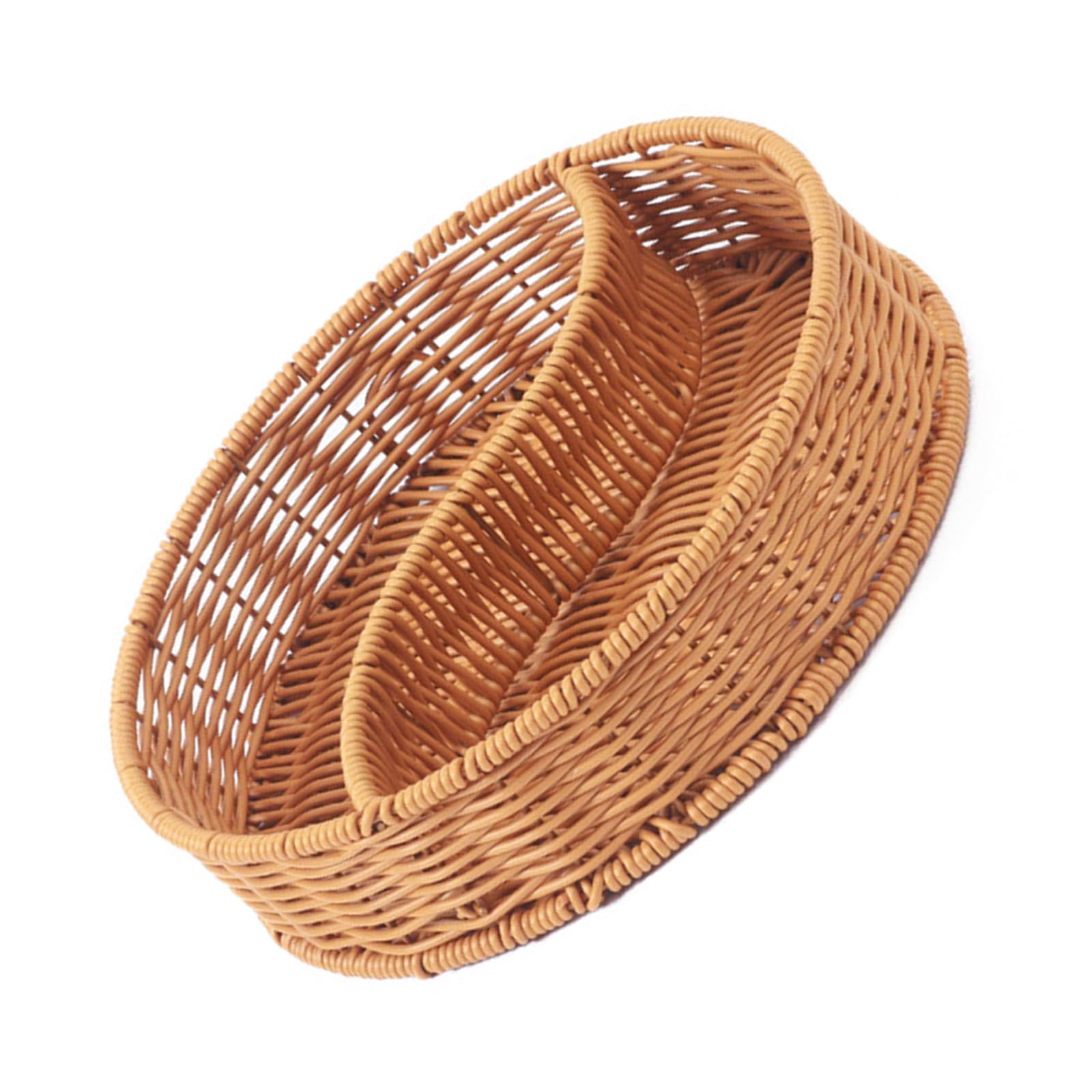Food Safe Woven Imitation Rattan Divided Serving Platter Basket for Fruits Snacks Candy for Entertaining Guests Sectional Tray