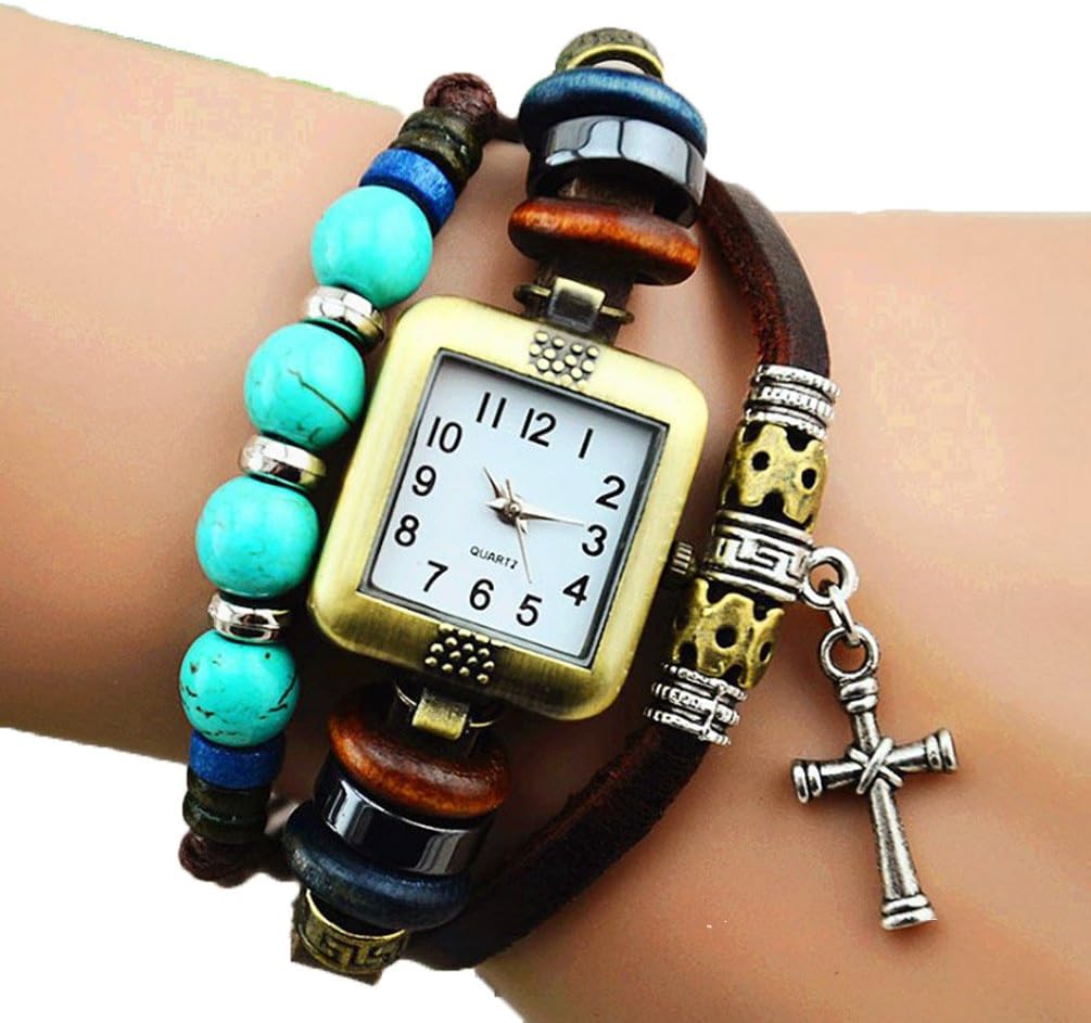 R.M. Fashion Lady Weave Leather wrap around Bracelet Watch,C26
