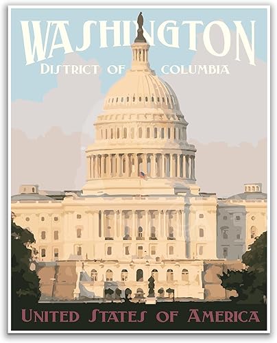 Washington DC Poster, Washington DC Capitol Building Print, Washington DC Art (Poster, Canvas) (Canvas, 18x24 Inches)
