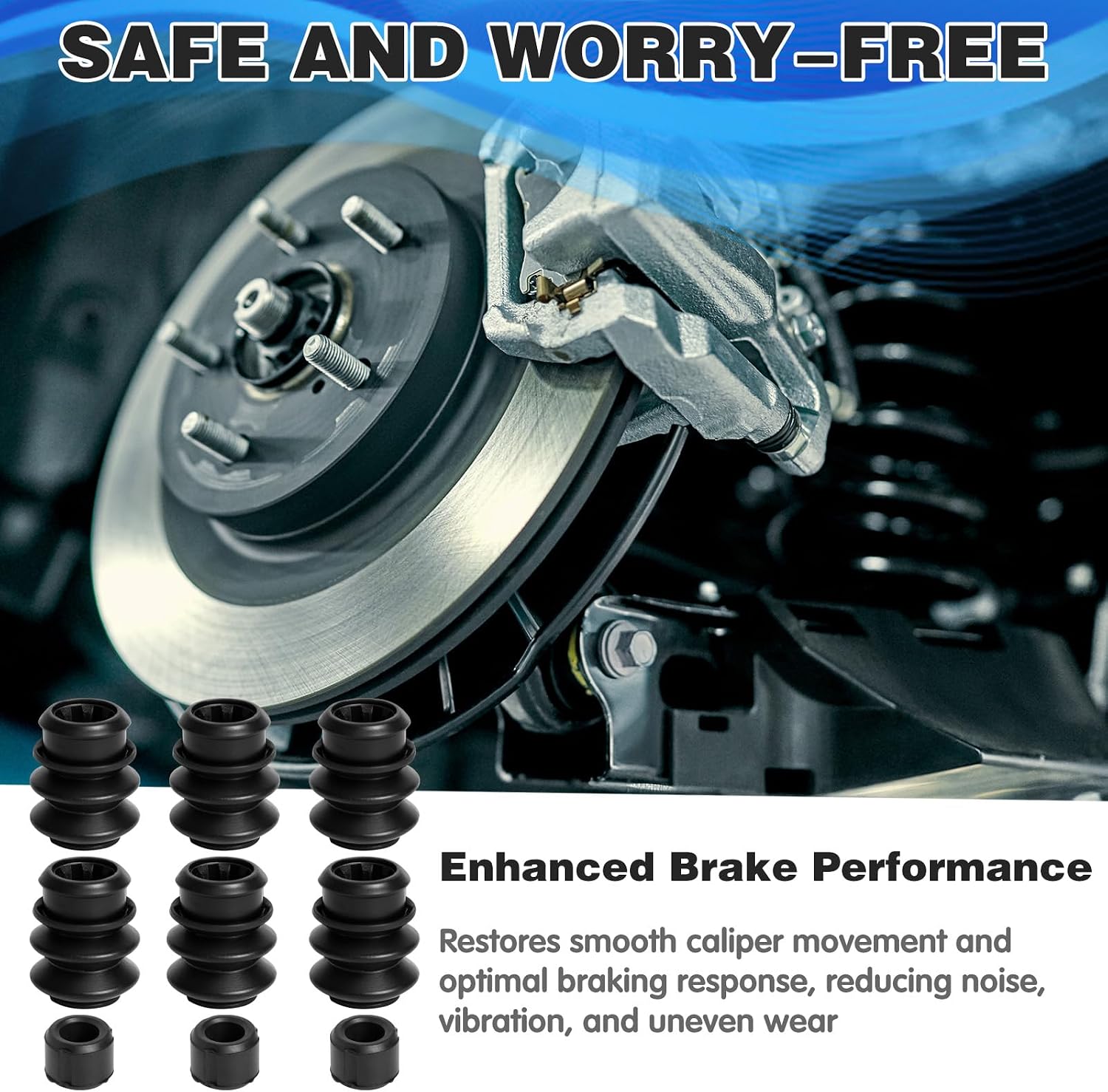 9Pcs Caliper Brake Slide Pin Kit, Brakes Caliper Rebuild Kit With Rubber Bushings & Sealing Rings, Automotive Brake Hardware For Most Compatible Vehicles, Car Accessories Replacement Parts