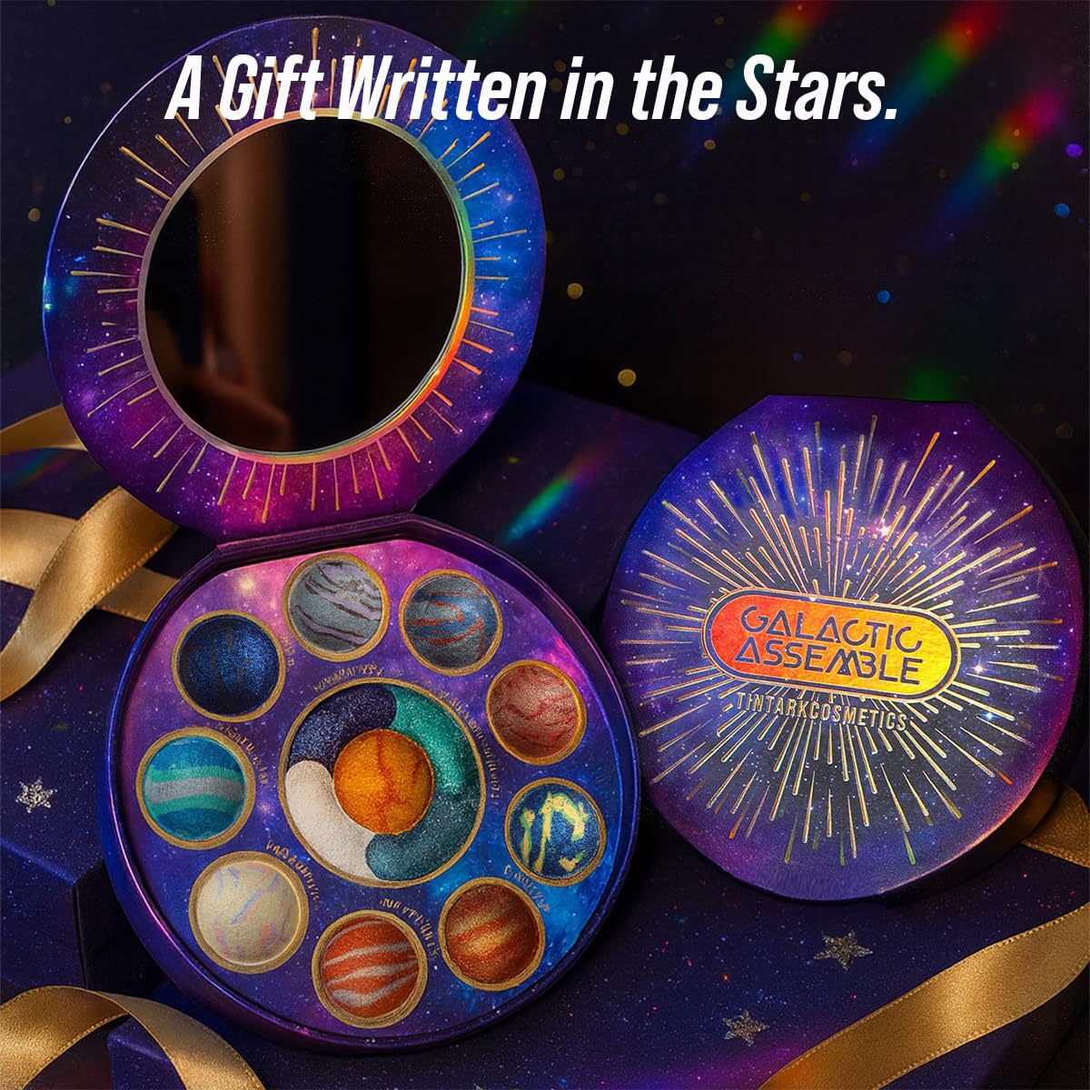 Galactic Assemble Eyeshadow Palette – Solar System Inspired 3D Planet Design, 14 Handcrafted Shimmer & Metallic Shades with Creamy Wet Texture, High-Pigmented Makeup Palette Gifts for Women & Girls