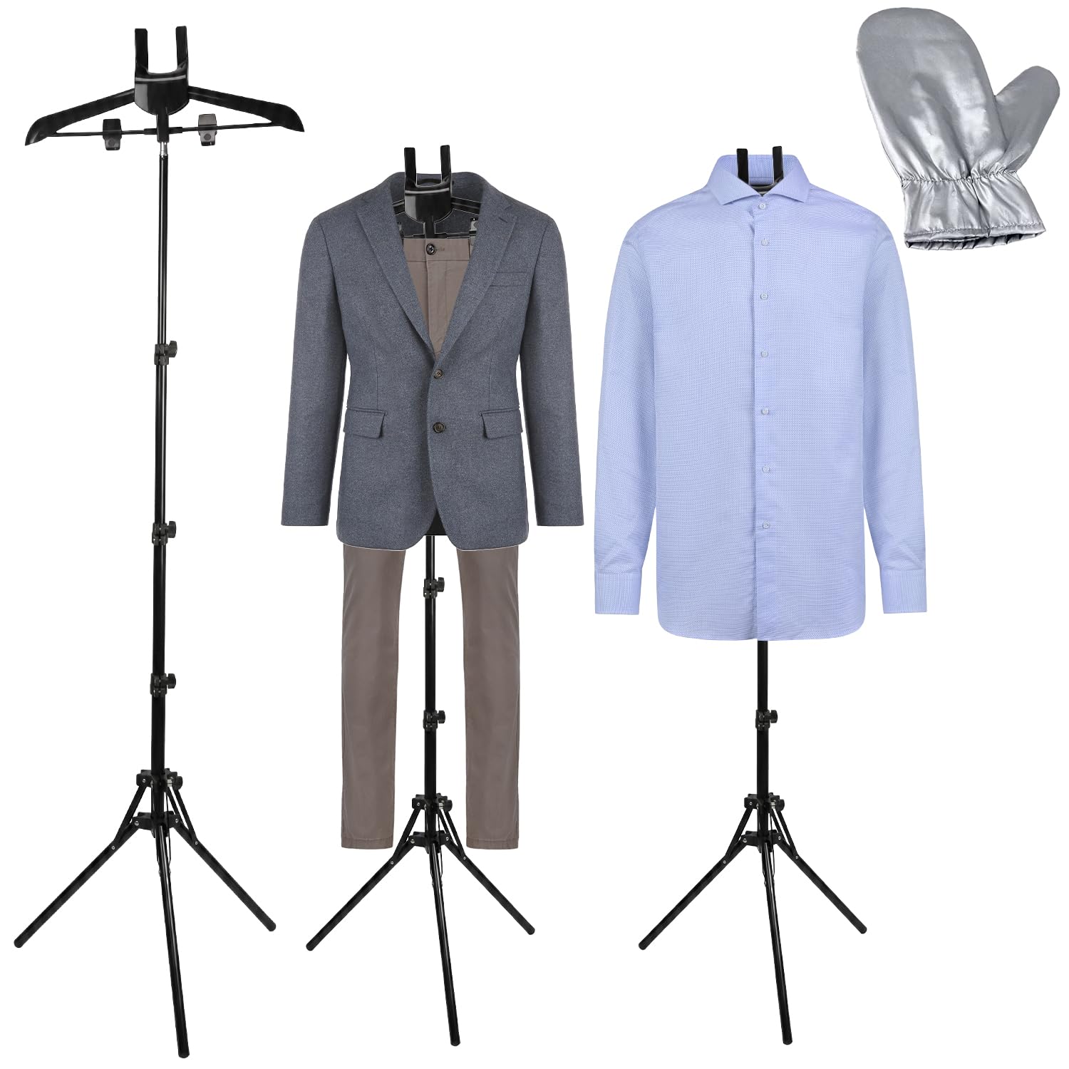 Clothes Steamer Stand With Ironing Gloves,Garment Steamer Stand,Folding Telescopic Clothes Steamer Holder Stand,Hanger For Steaming Clothes,teamer Hanger Stand,Garment Steamer Clothes Rack