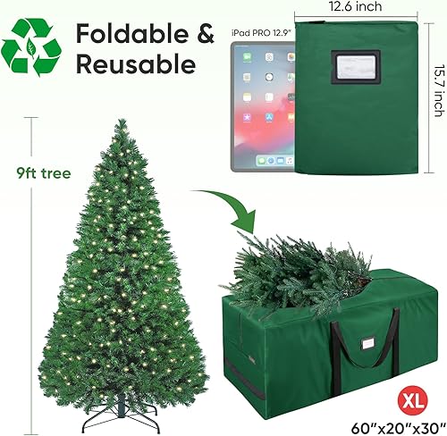 Miniatura 9 de BALEINE - Bolsa para guardar el árbol de Navidad de 7.5 pies, tela Oxford 900D de alta resistencia con asas reforzadas y cremalleras dobles de gran