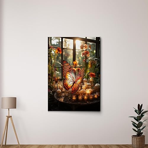 Yoga Wall Art, Canvas Prints Yoga Meditation Studio Room Decorations Tie Dye Hippie Psychedelic Poster with Frame Meditating Peace Wall Art Hanging