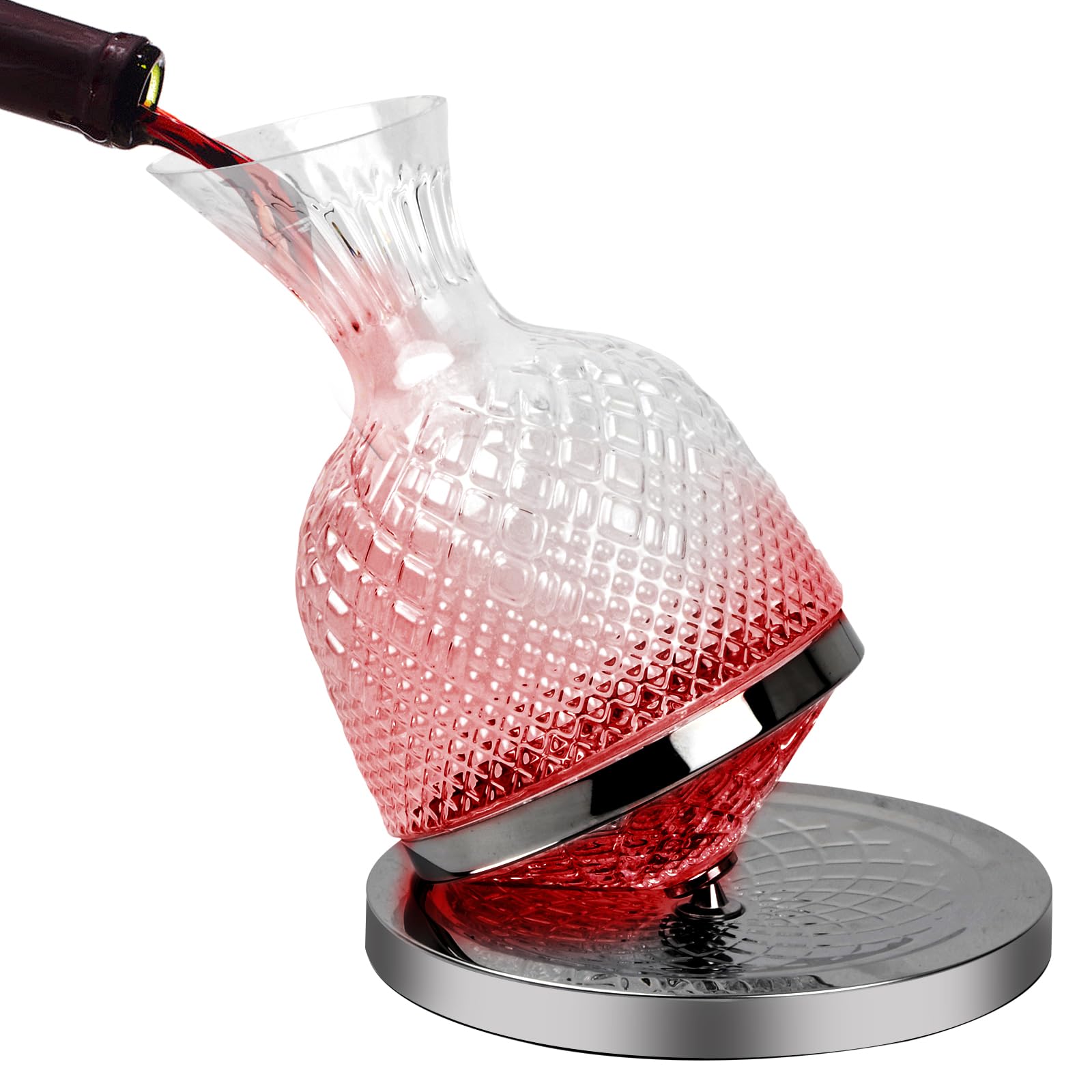 Decanter Per Vino In Cristallo Senza Piombo - Con Aeratore E Filtro, 1800ml - Foto 2