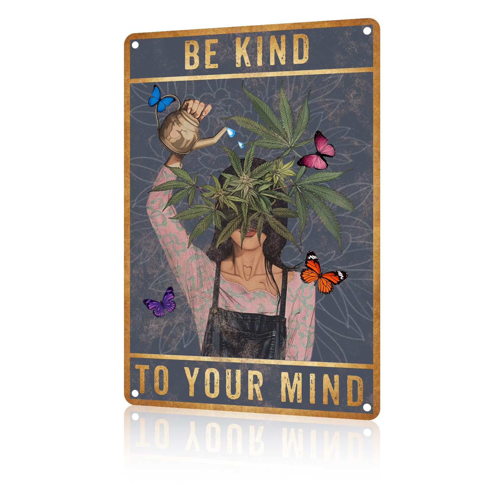 Anceky Funny Garden Decor Be Kind To Your Mind Vintage Metal Signs Garden Tin Sign for Home Outdoor Wall Decor 12×16 Inch