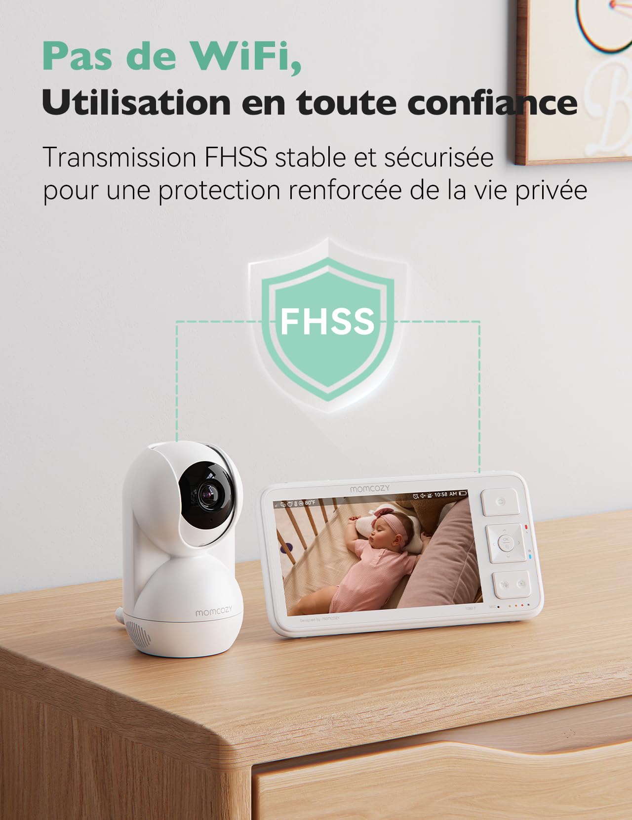 momcozy Babyphone Caméra, Écran 5.5" Full HD 1080P, Vox, Éco | Vision nocturne, Audio bidirectionnel, Sans Wi-Fi, Portée 500m, Photos, Vidéos, Bébé, Nouveau-né, Veille, Cadeau, Lot