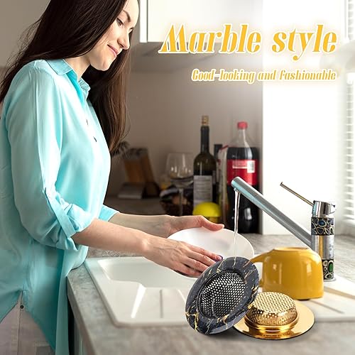 Miniatura 6 de Antuoo Colador para fregadero de cocina, paquete de 2 cestas de drenaje de fregadero de acero inoxidable, coladores de fregadero para fregaderos de