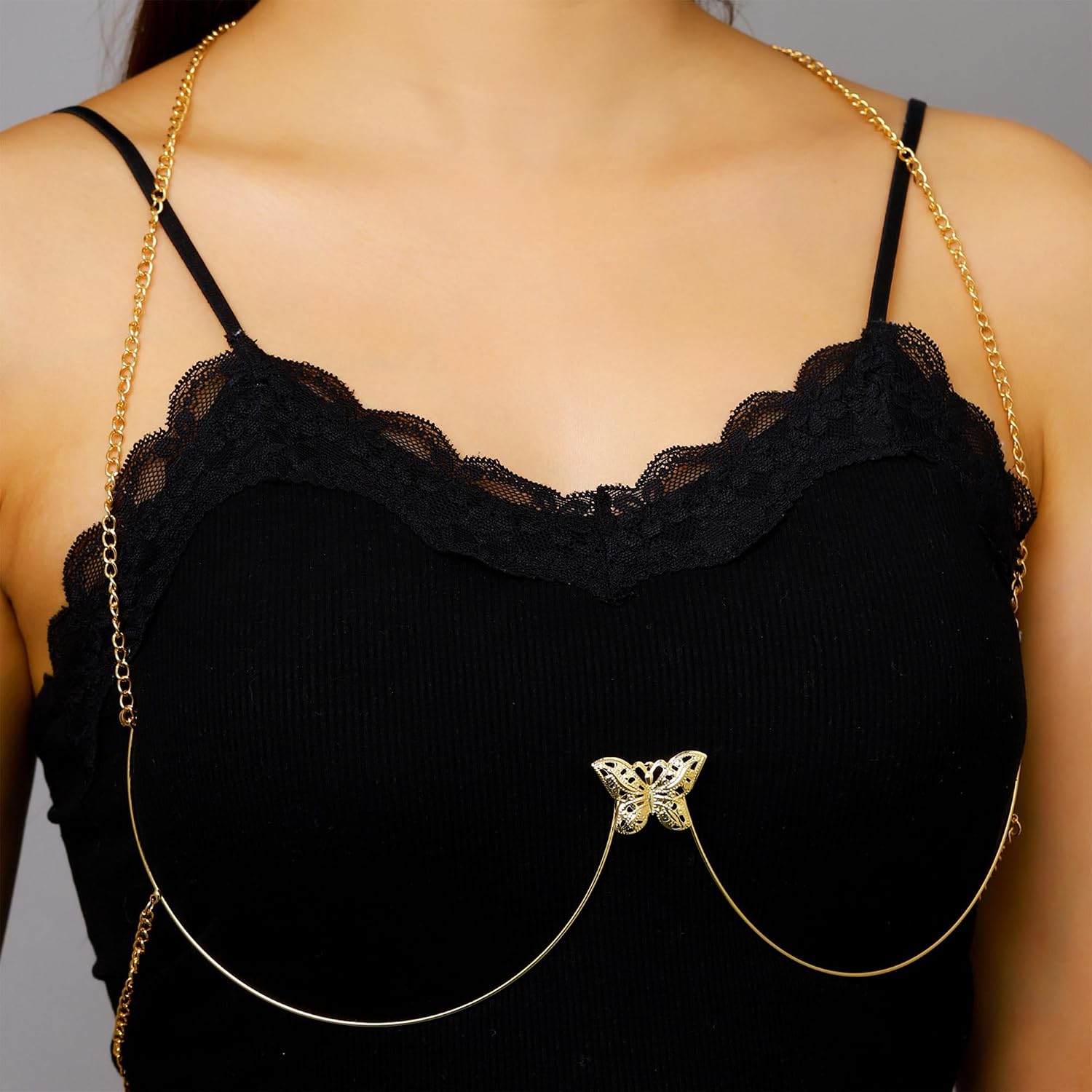 Gold Bra Bracket Chain for Women Sexy Chest Bralette Bikini Gold Body Chain Jewelry