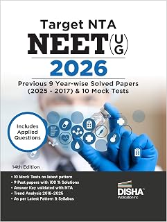 Disha Target NTA NEET (UG) 2026 - Previous 9 Year-wise Solved Papers (2025 - 2017) & 10 Mock Test Series with Applied Ques... Price In India