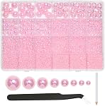 NACHLYNN 12000 Pcs Flat Back Pearl 8 Sizes Flatback Pearl Beads Half Pearl Bead Half Round Pearls for Crafts Embellishment Shoes DIY Phone Case Making