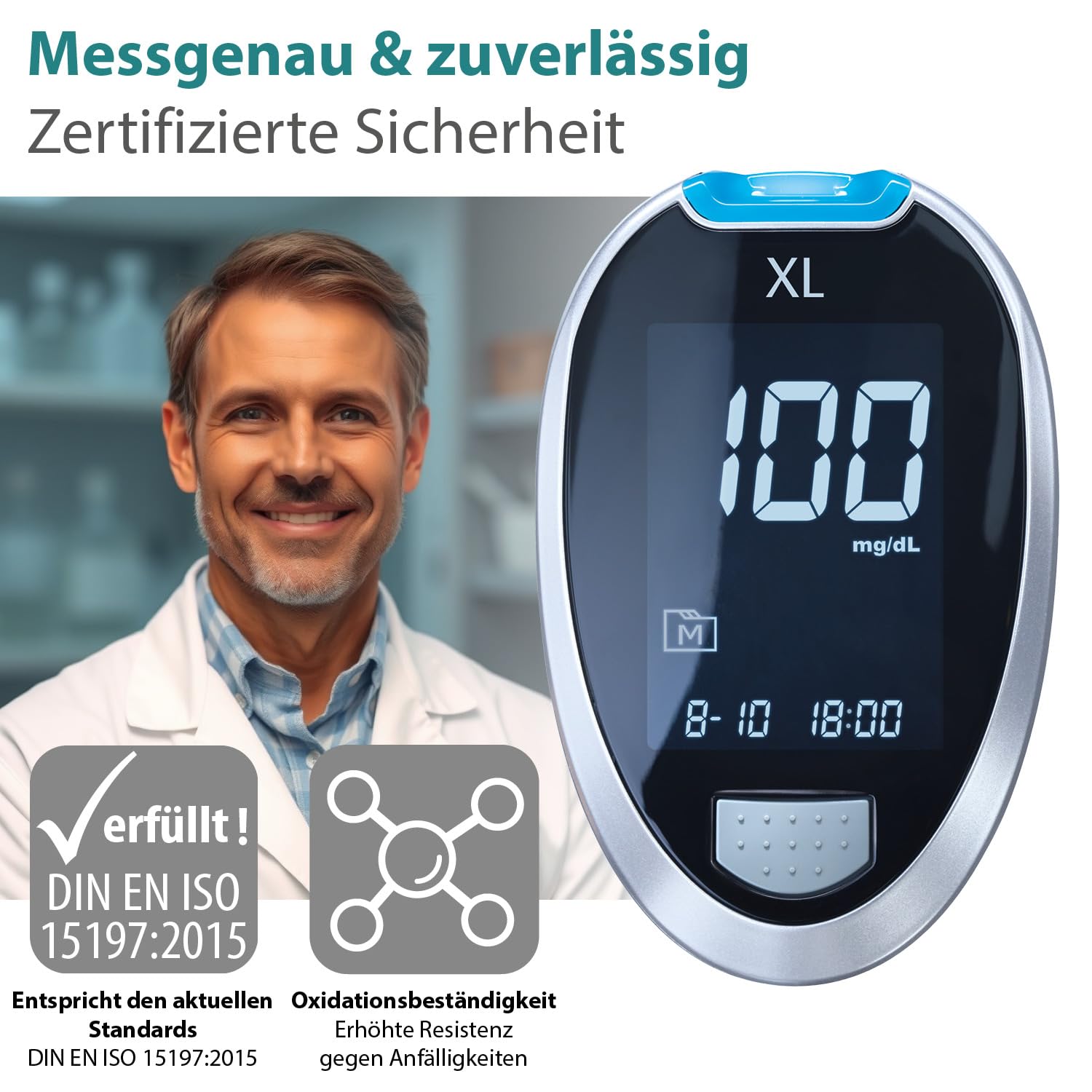 GlucoCheck XL - 200 Blutzuckerteststreifen zur Kontrolle des Blutzucker-Wertes - Anwendbar mit dem GlucoCheck XL Blutzuckermessgerät