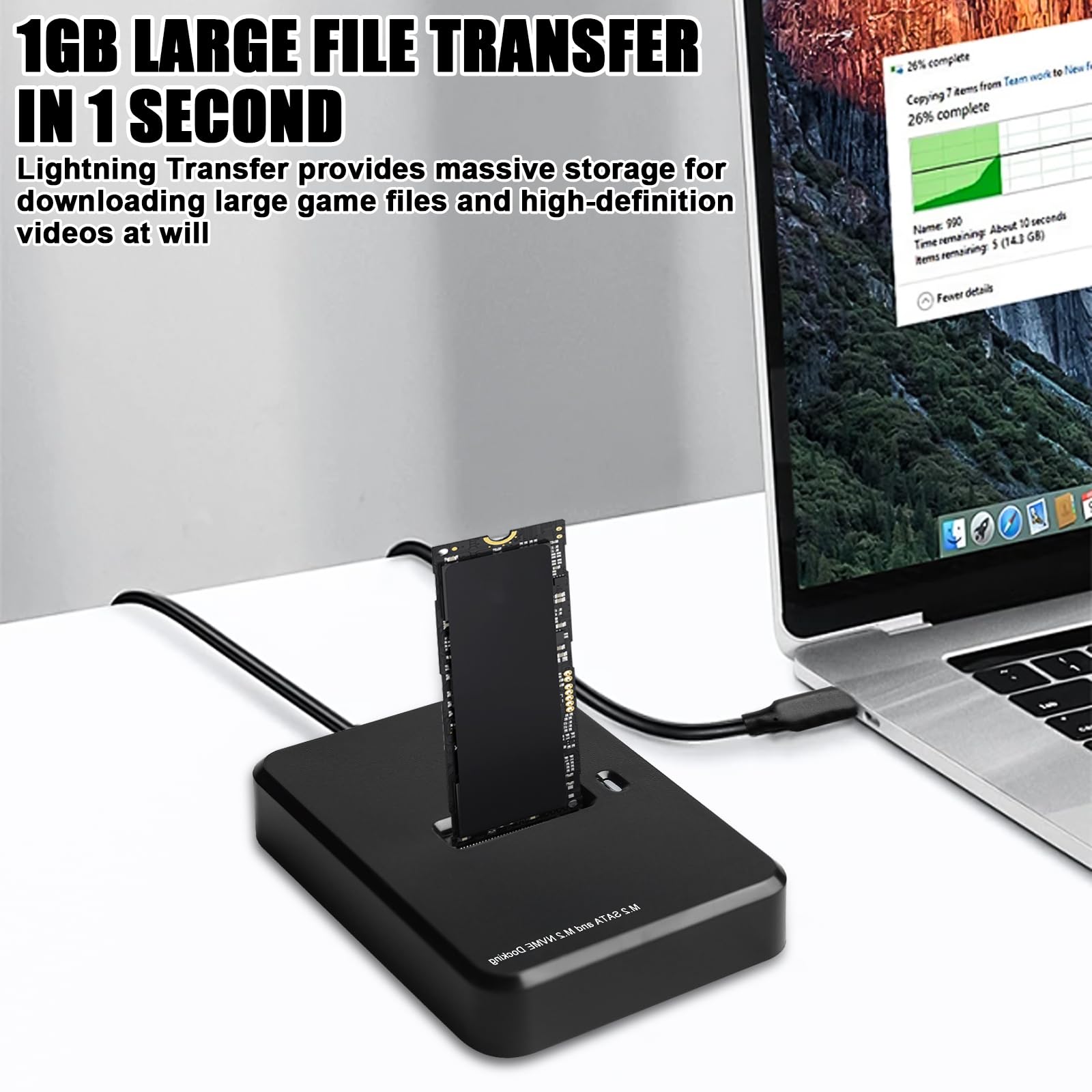 Docking station per dischi rigidi, M.2 NVME e SATA, docking station dual protocollo per 2230 2242 2260 2280 SSD, USB 3.1 Gen2 porta M-Key|B+M Key, compatibile con Windows/Mac OS/Linux