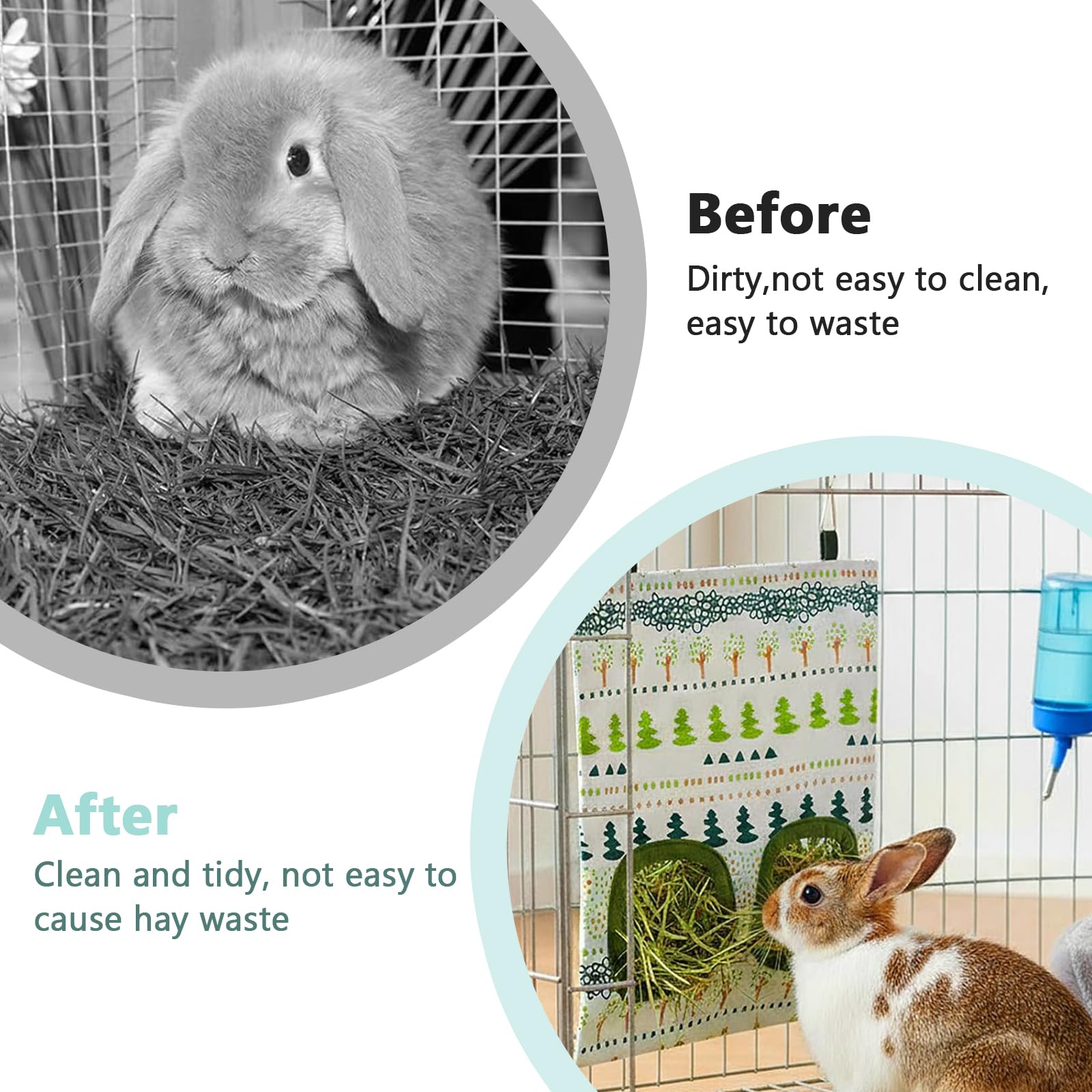 2 Pièces Sac à Foin pour Lapin, Distributeur de Foin, Sac de Foins Suspendu avec 2 Fenêtres, Accessoire Foin pour Petits Animaux Chinchilla, Cochon d'Inde et Taupe