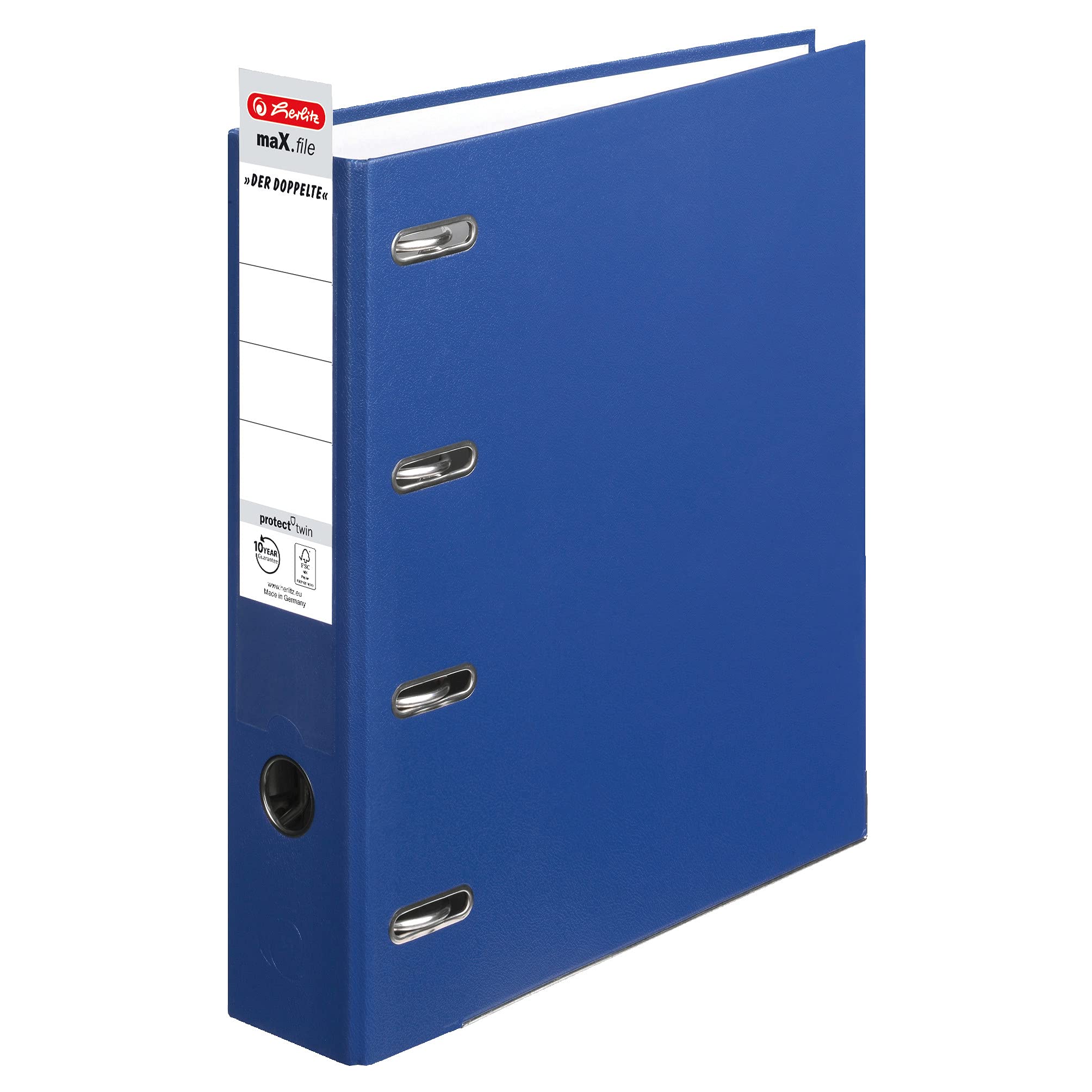 herlitz 10842276 maX.file protect, formato A4, larghezza dorso: 7 cm, ripiano: A4 / 2 x A5 orizzontali, 10 pezzi, blu