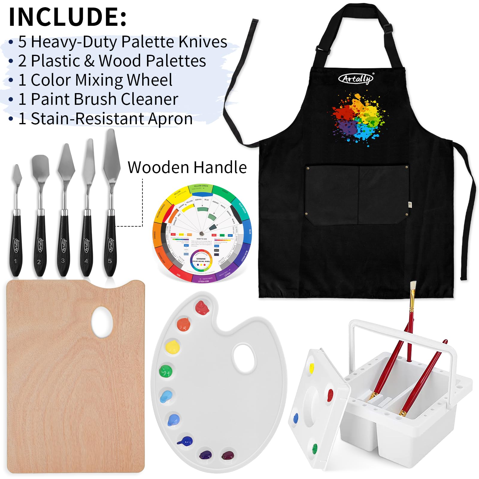 Artally Kit de peinture artistique de luxe, 179 pièces, fournitures d'aquarelle à l'huile acrylique avec chevalets, pinceaux, tampons en toile