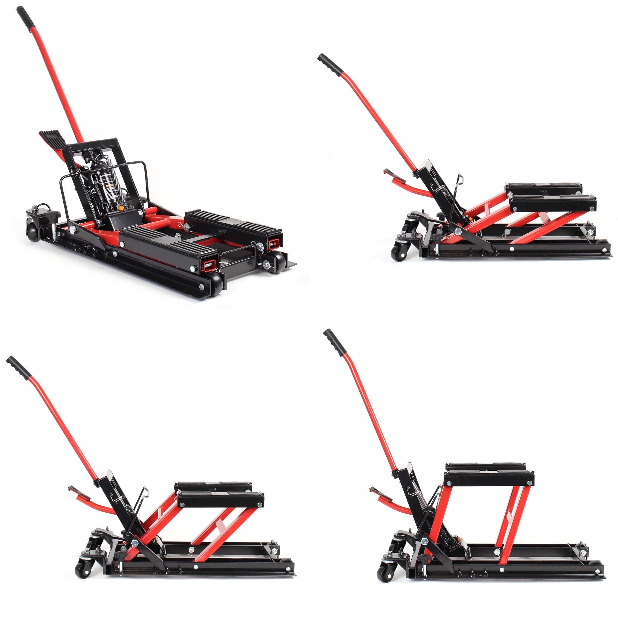 Wiltec Kit Pont élévateur 680kg Plateforme élevatrice – Support Montage/Levage pour Moto ATV Quad + Cric Lève-Moto Mobile sur roulettes 680 kg