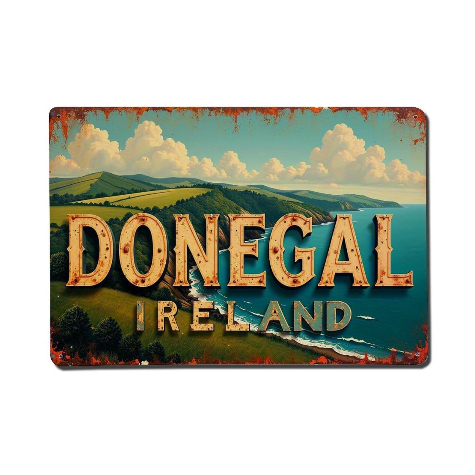Donegal Ireland Rustic Vintage Sign Metal Tin Sign Plaque