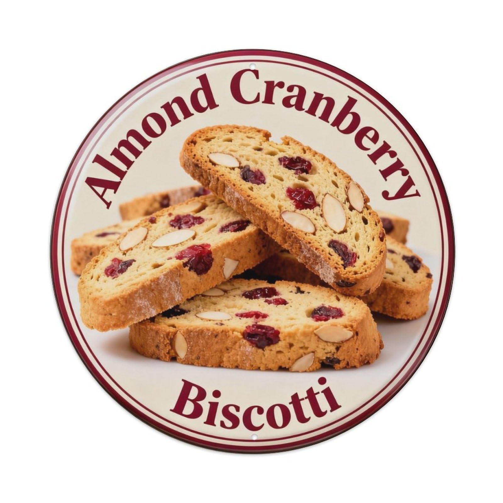 Almond Cranberry Biscotti Metal Tin Sign Plaque