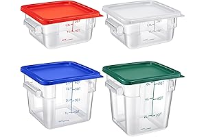 4 Pcs Food Storage Container with Lids Set Square Clear Commercial Containers...