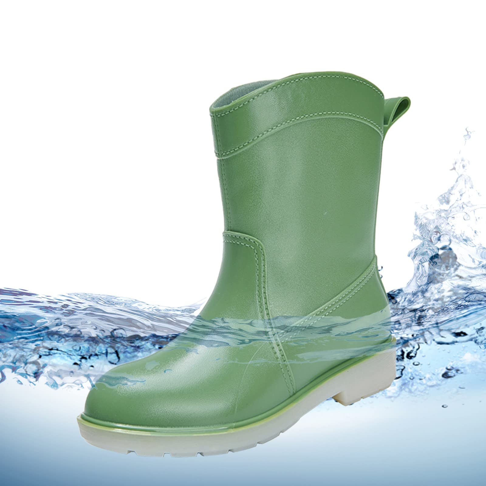 Escarpines Mujer Agua Botas de Lluvia para Mujer, Resistentes, Antideslizantes, Impermeables, Antideslizantes, de plástico, Zapatos de Lluvia de Cemento, Botines de Lluvia Escarpines