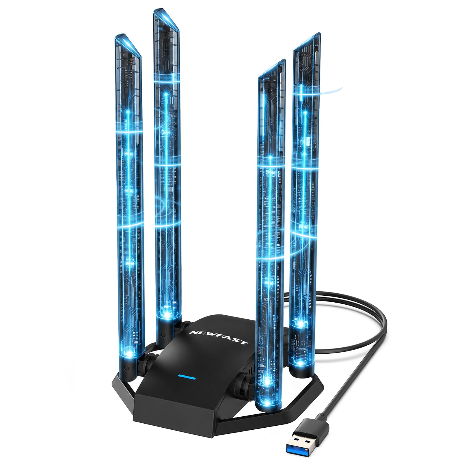 NEWFAST 1300Mbps Chiavetta WiFi per PC, 4 * 6dBi Antenna WiFi USB per PC | Dual Band 5GHz/2.4GHz, AC1300 Adattatore WiFi USB 3.0, Supporta Windows 11/10/8.1/8/7/XP (NF-U329)