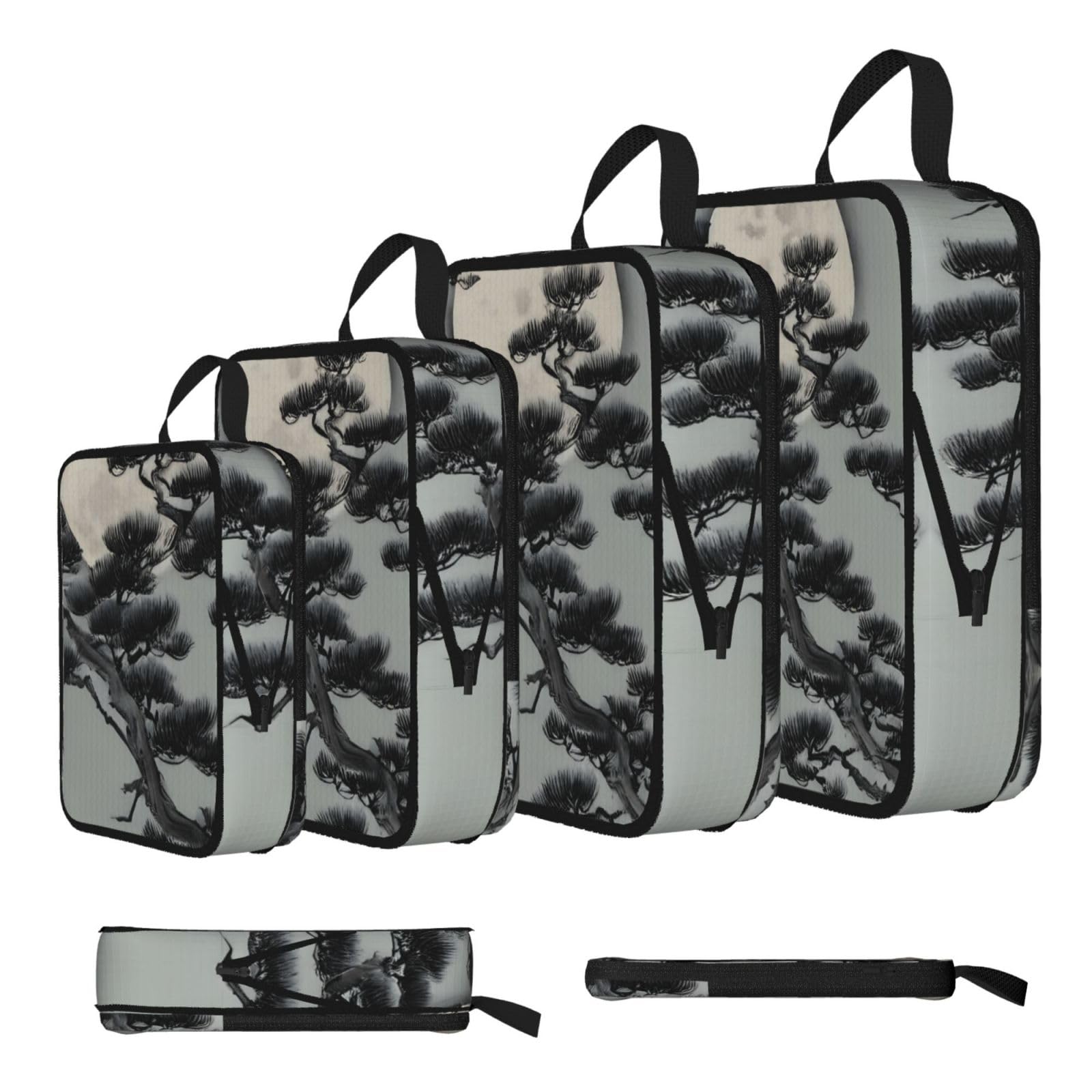 Pine tree under the moon Compression Packing Cubes 4 Piece Set