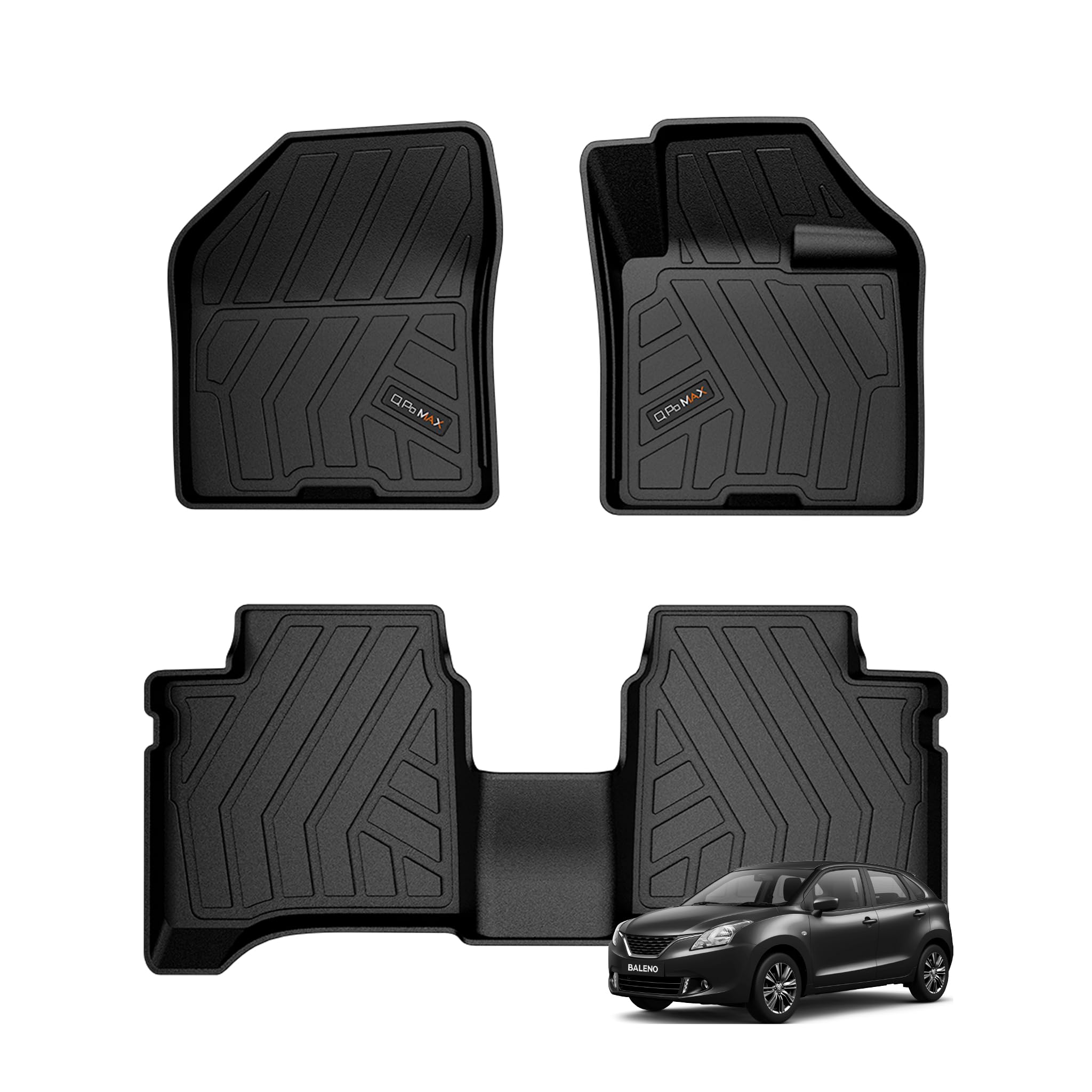Q Po Baleno (MAX) Feb22-Till Date TPE Car Floor Mat | All Weather Mats for Baleno (Feb22-Till Date) (Black)-image-30