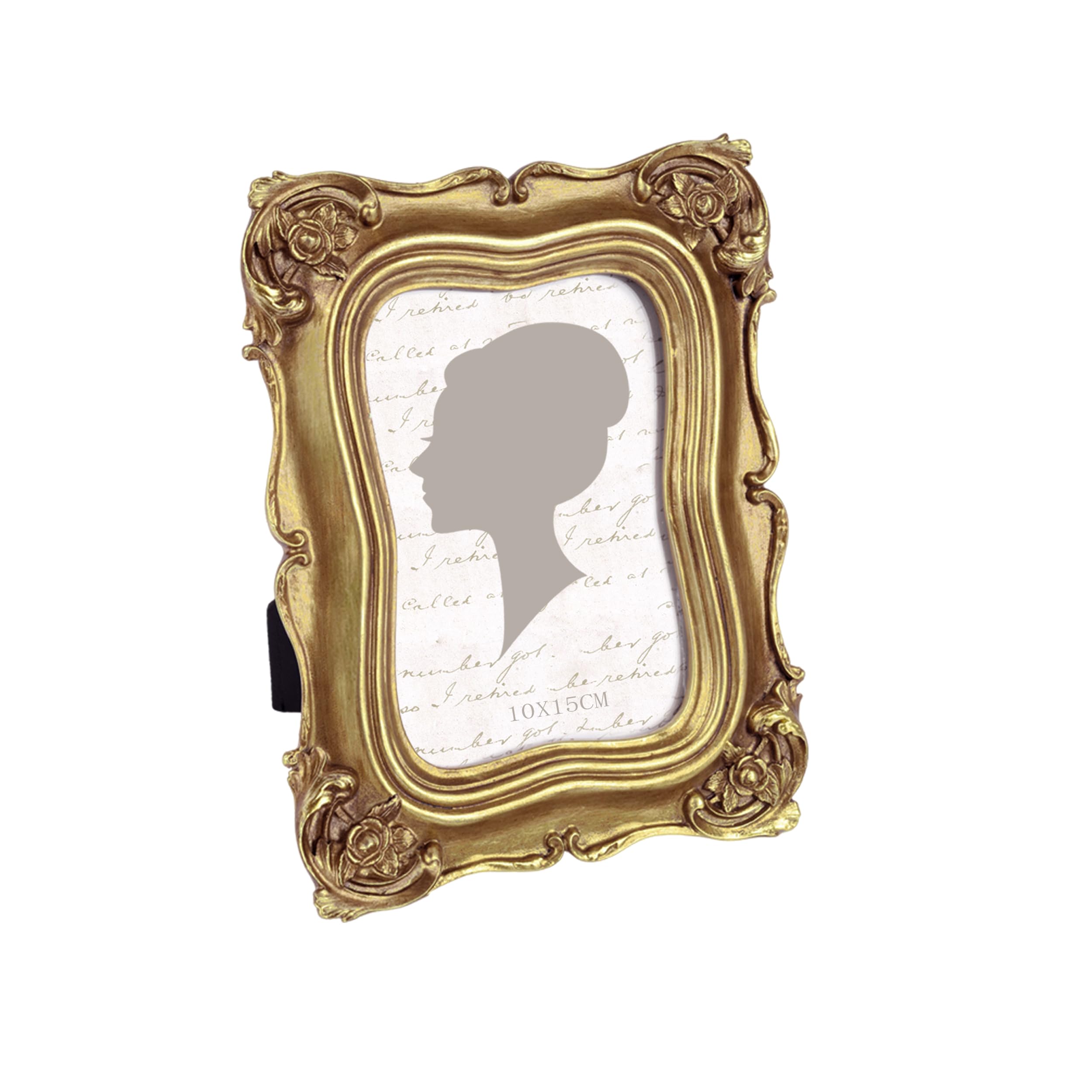 Sunlit Gold Vintage Picture Frame 4X6 Inch, Luxury Antique Photo Frames With Glass Front, Tabletop Wall Hanging,