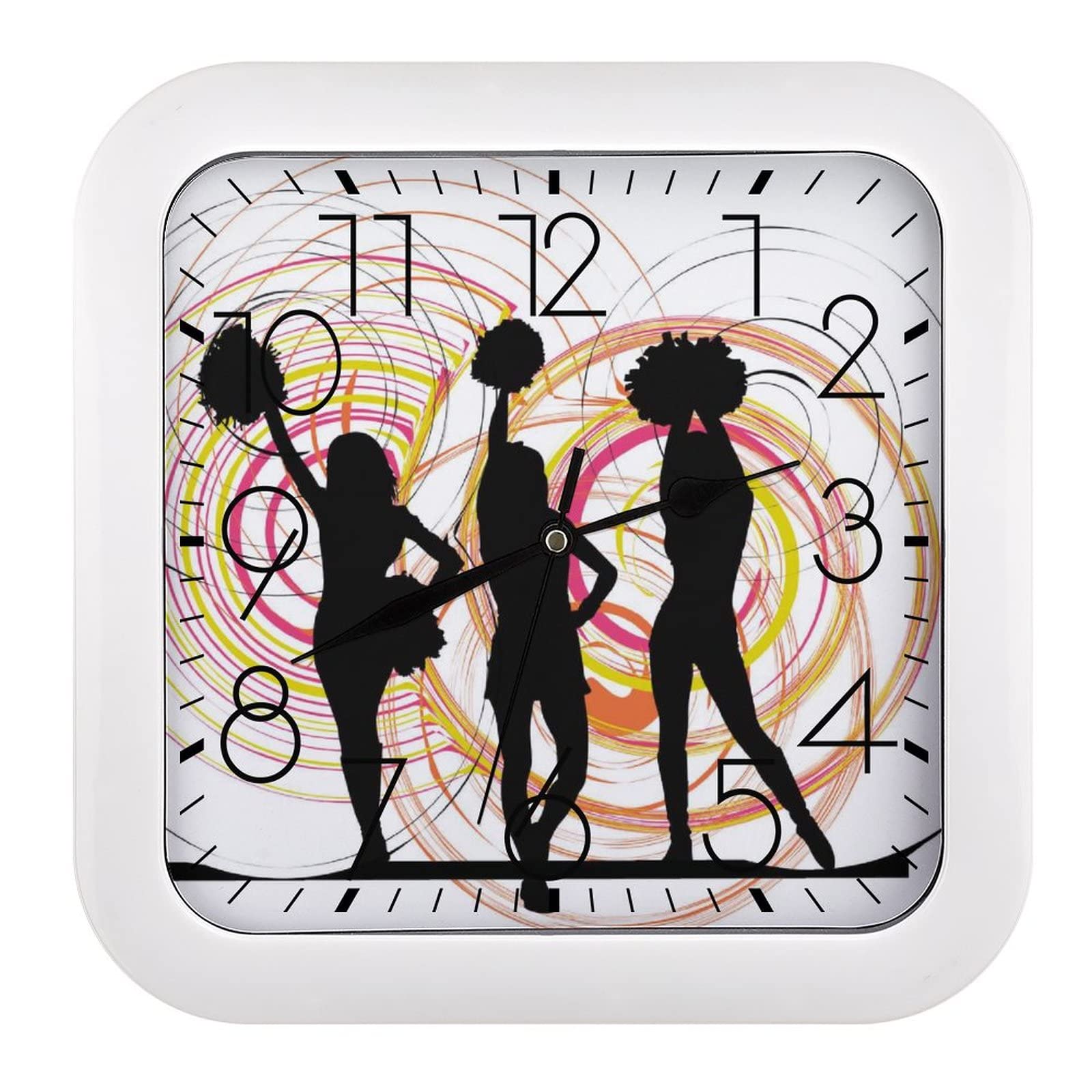 Horloge murale cheerleading carrée 26cm à grands chiffres