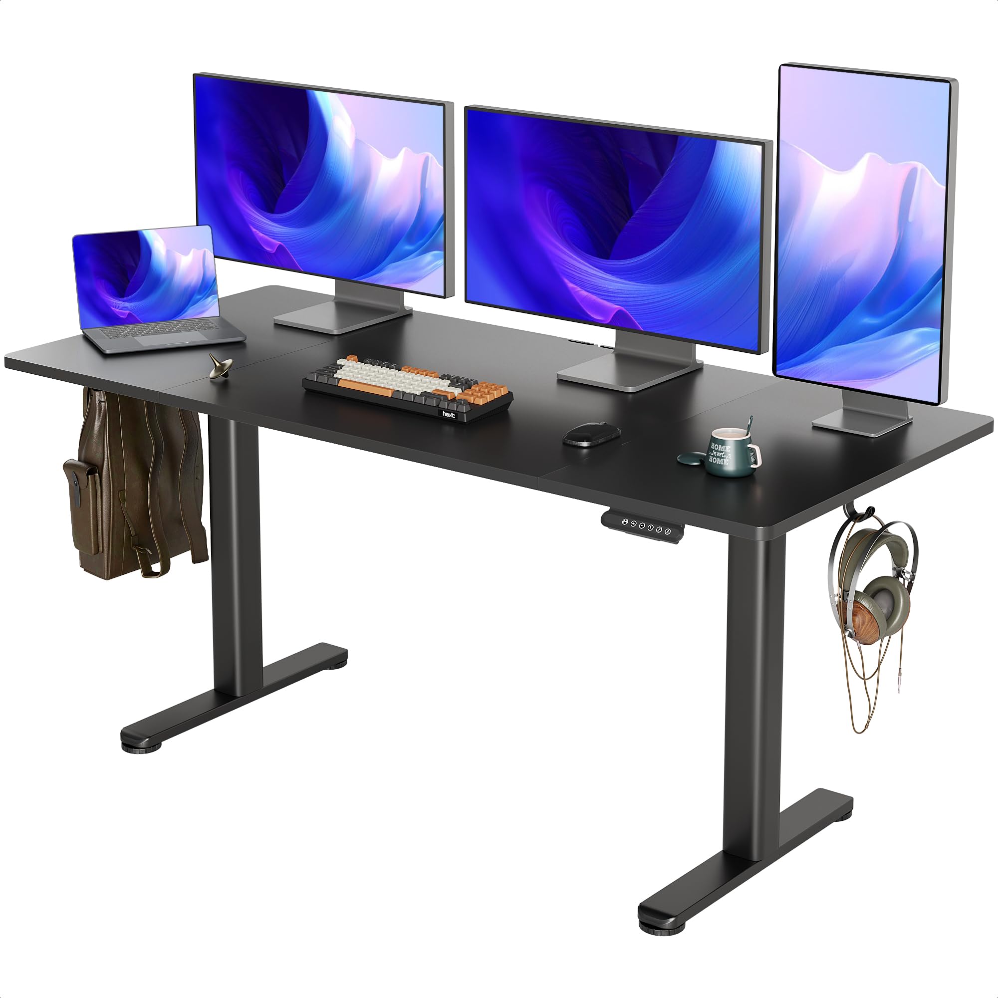 INNOVAR Electric Standing Desk, Adjustable Height Stand up Desks, 63 x 24 Inches Sit Stand up Desk for Home Office Computing, 3-Preset Memory Height