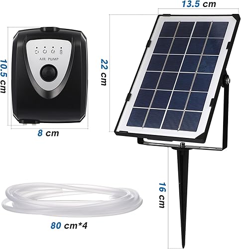 Miniatura 2 de Tofficu Bomba de aire de acuario Bomba de aire para acuario Bomba de aire de energía solar Juegos de aireador Equipo de oxigenación para acuario
