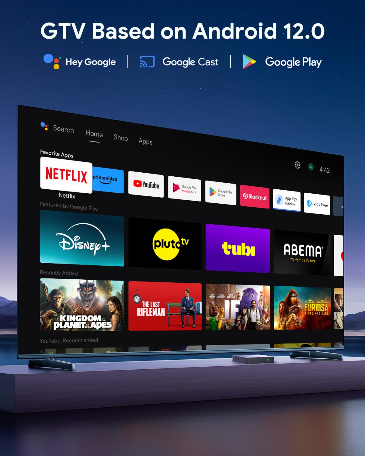 Android TV Box 12.0, MECOOL KM9PRO MAX Smart TV Box 2GB 32GB Certificado Netflix Google Asistente Dolby Audio, GTV Box 4K Soporte AV1 HDR 4K 2.4g 5.0g WiFi5 BT5.0 (Black)