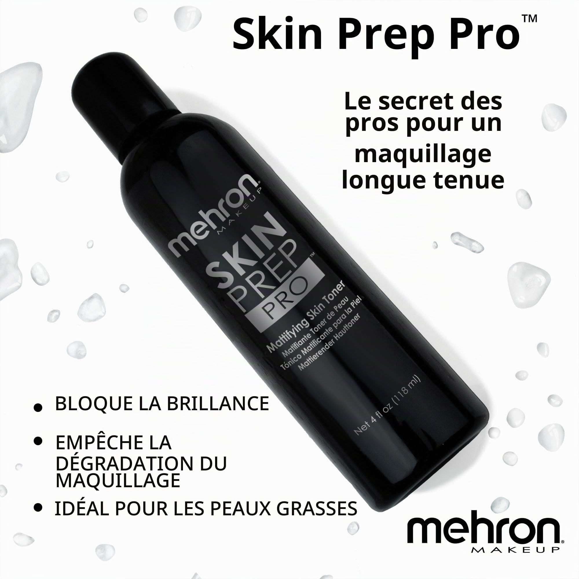 Mehron Make-up Skin Prep Pro | Tonique matifiant pour la peau | Base de pré-maquillage longue tenue