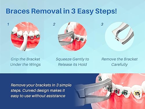 Miniatura 2 de Alicates removedores de soporte curvados  Herramienta de extracción de frenillos  para dientes posteriores, soportes laterales interiores de los