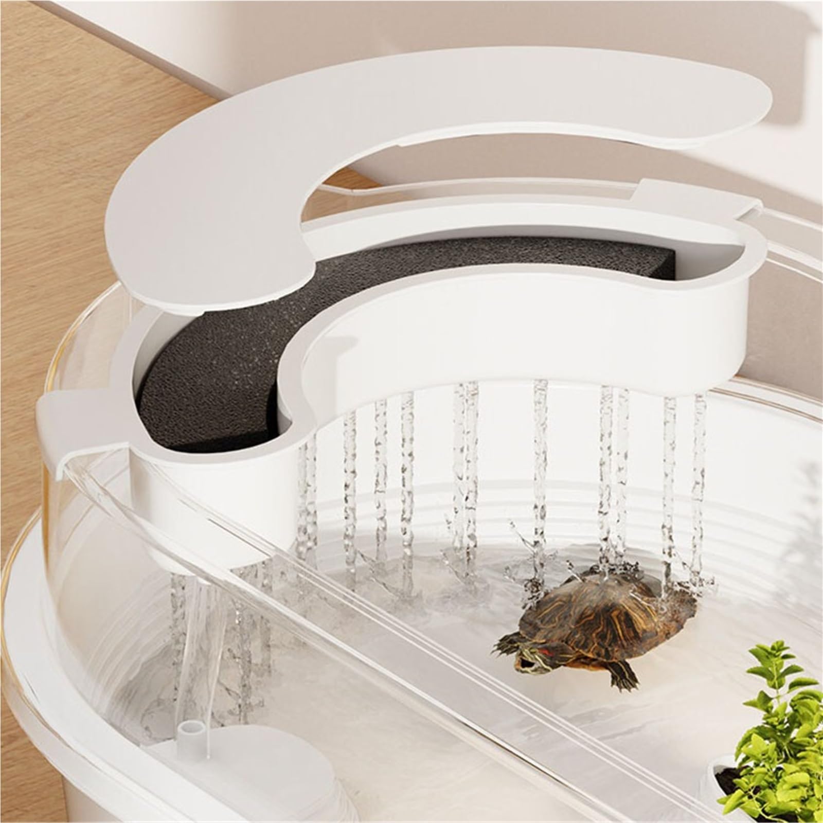 Siedlisko terrarium Mały domowy pojemnik do hodowli żółwi z platformą suszenia na słońcu Terrarium akwariowe(Mały)