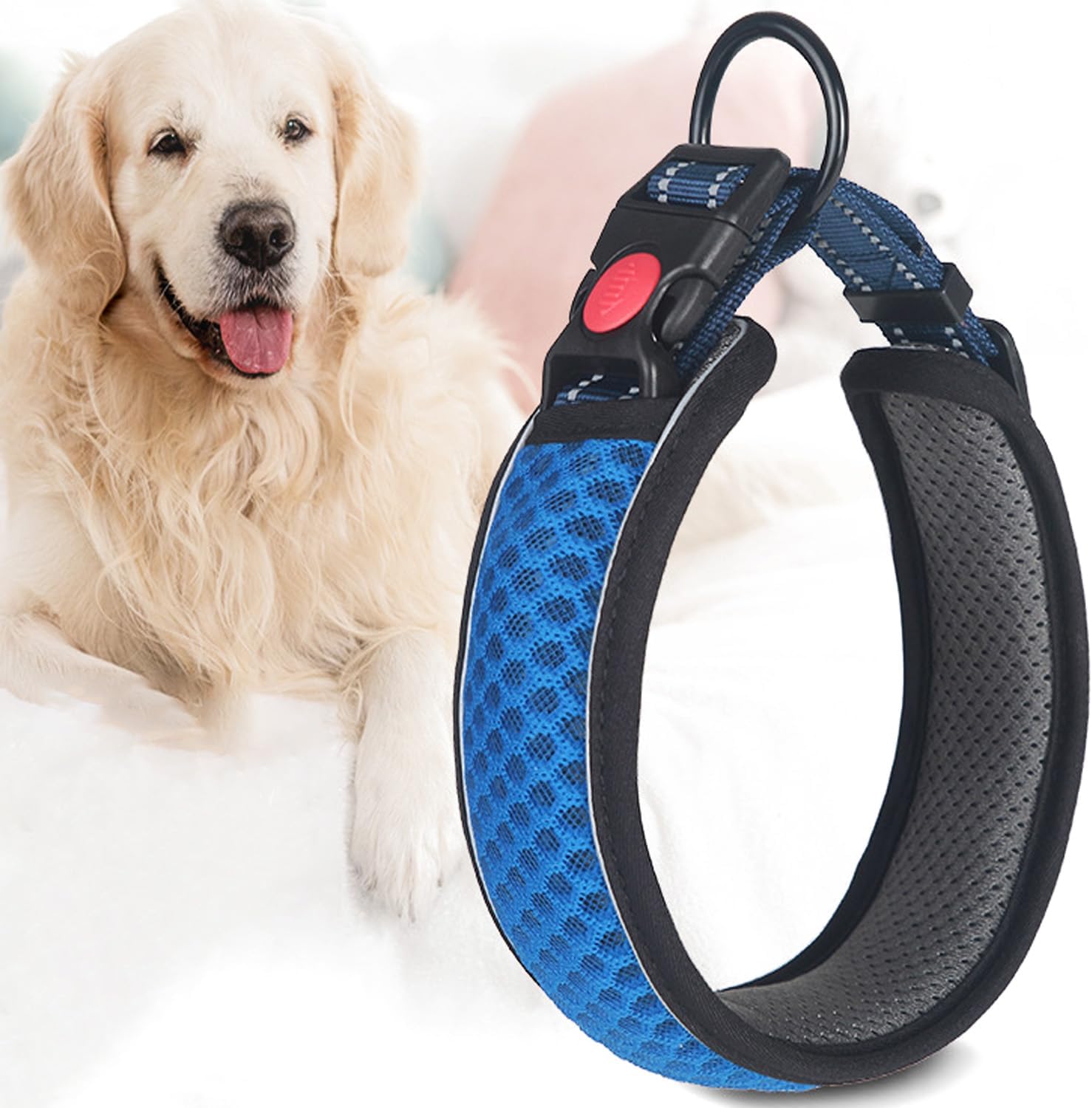 AKEISHE Reflective Dog Collar, Adjustable Mesh