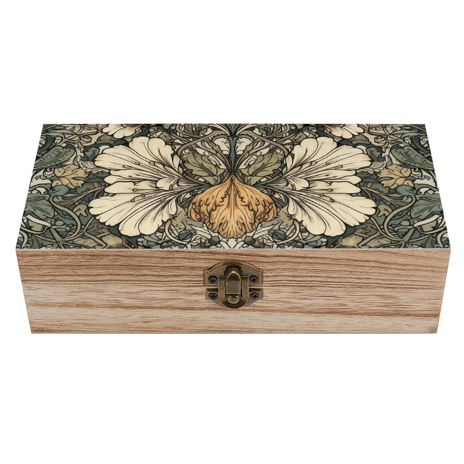 HLBSDM Vintage Wooden Storage Box Gray And Green Keepsake Box for Jewelry Photos Letters Elegant Desktop Organizer for Home Office Decor