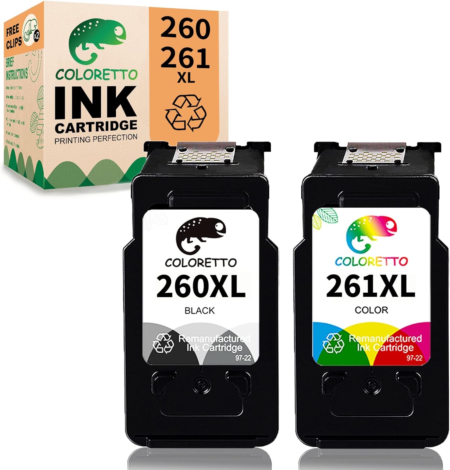 COLORETTO 260XL 261XL Remanufactured for Canon PG260 XL PG260 CL261