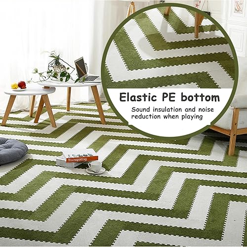 Miniatura 3 de Azulejos de alfombra entrelazados de 7 pies cuadrados, 9 azulejos de espuma de 23.6 x 4.7 pulgadas, tapete rectangular de juego de rompecabezas,