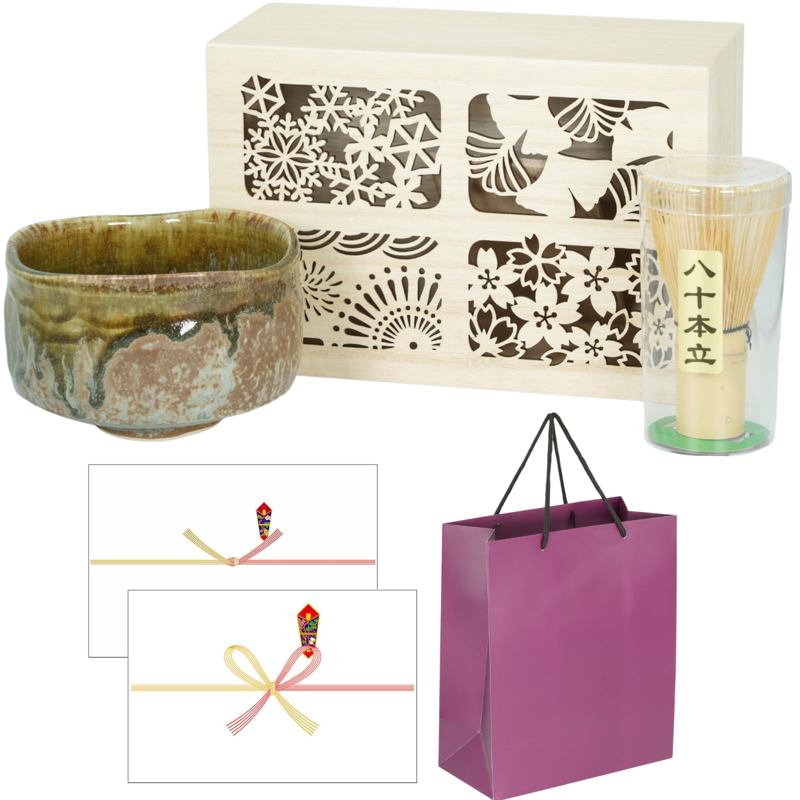 SEIDO Minoyaki Matcha Set Made in Japan Tea Ceremony Utensils Teaware Set Matcha Bowl Present Gift Wooden Box Included Tea Whisk Beginner (Deep Green) : Home & Kitchen