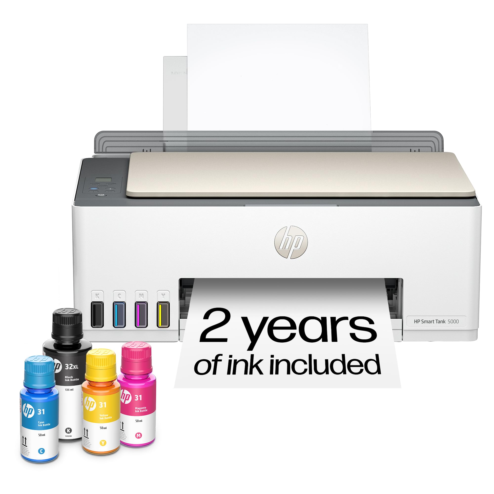 HP Smart Tank 5101 Wireless All-in-One Ink Tank Printer with 2 years of ink included, Print, scan, copy, Best for home, Refillable ink tank (1F3Y0A)