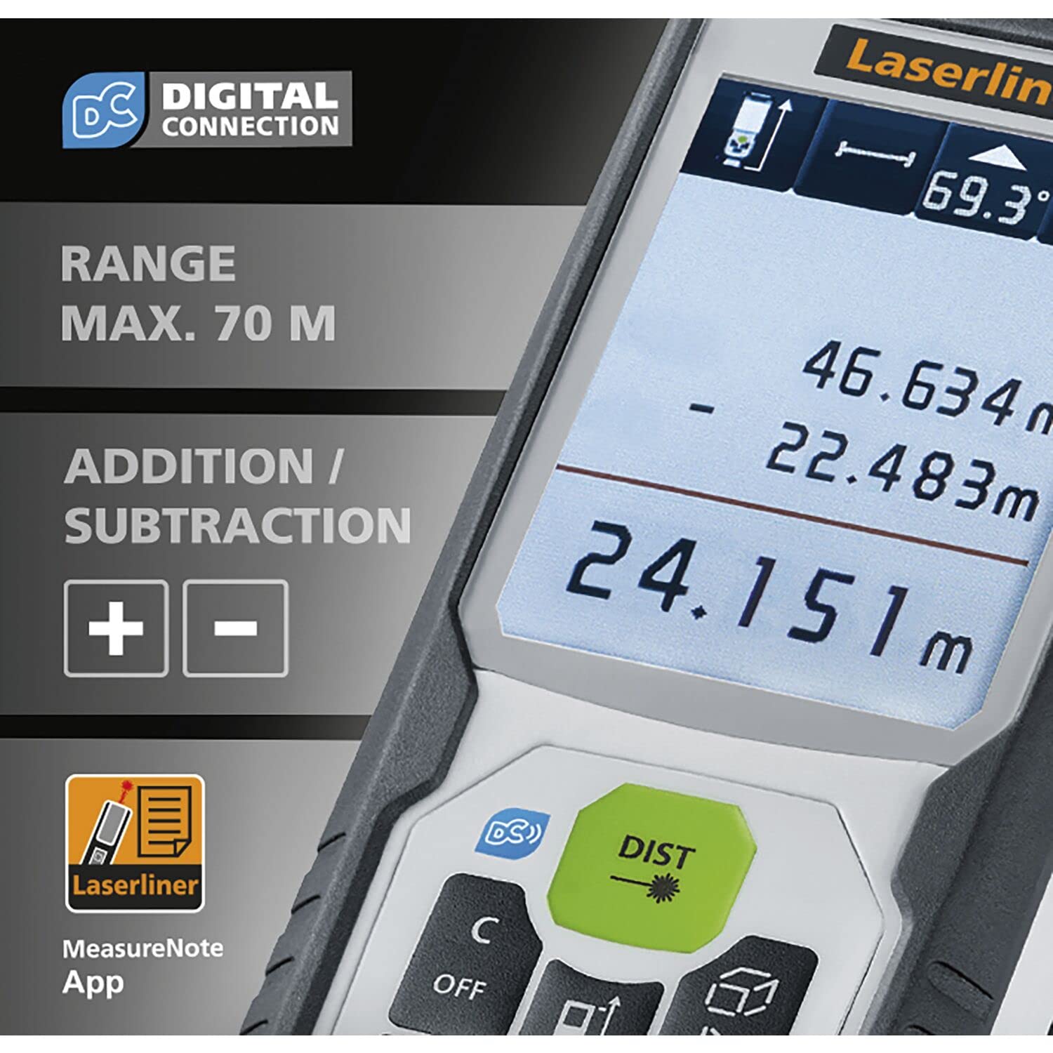 Laserliner Télémètre laser avec malette et piles LaserRange-Master Gi7 Pro BlackLine - Electroportatif et machine