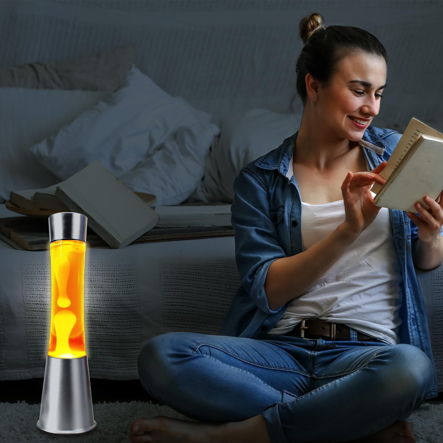 Żółta lampa lawowa - Abat Jour Lampka nocna | Oryginalne prezenty | Wystrój domu | Lampki nocne dla dzieci