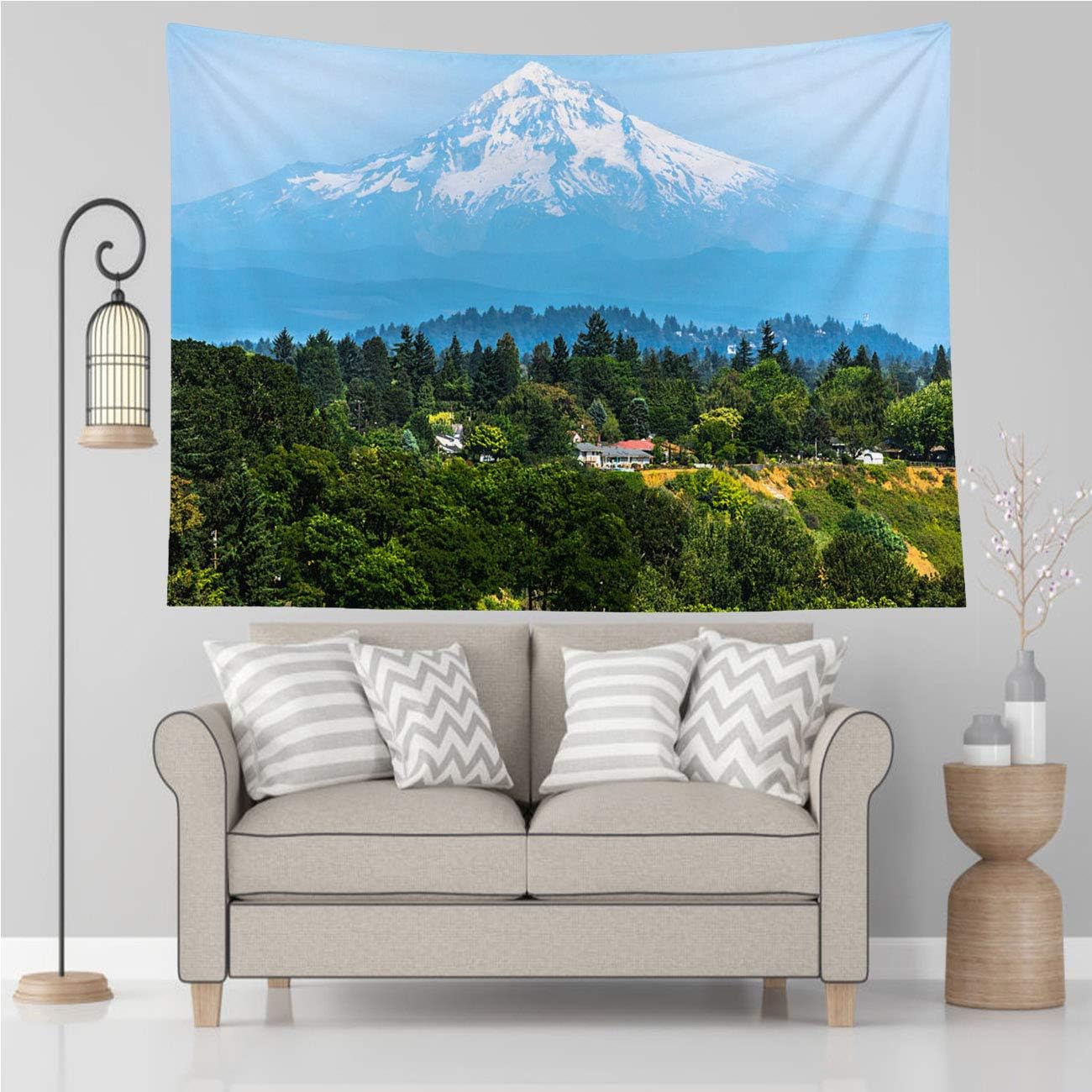 Vikes Mountain Tapestry,Mount Hood from Portland,Tapestry Wall Hanging Art for